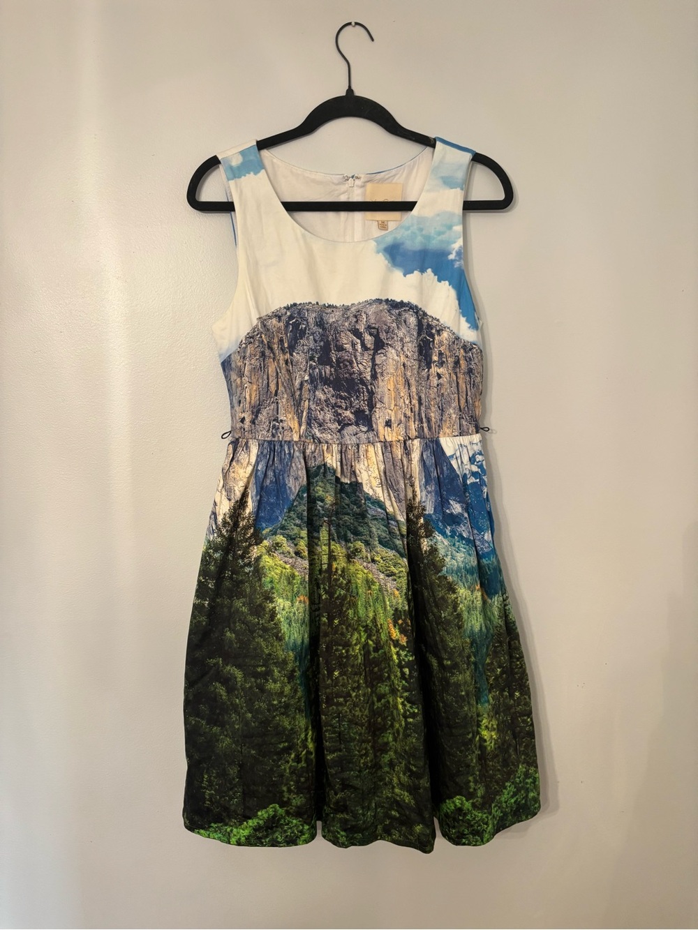 ModCloth Blue and White Mountain Photo Print Fit-and-Flare Dress